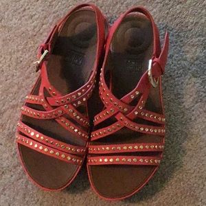 FitFlop Red Leather Sandals